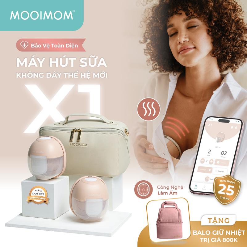MOOIMOM Trọn Bộ 2 Máy Hút Sữa Không Dây Thế Hệ Mới X1