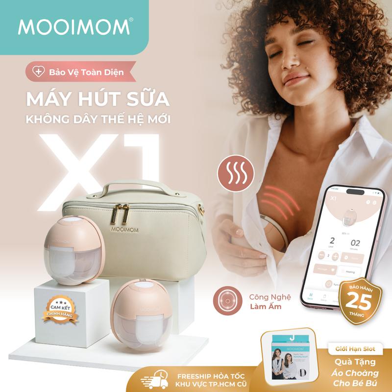 MOOIMOM Trọn Bộ 2 Máy Hút Sữa Không Dây Thế Hệ Mới X1