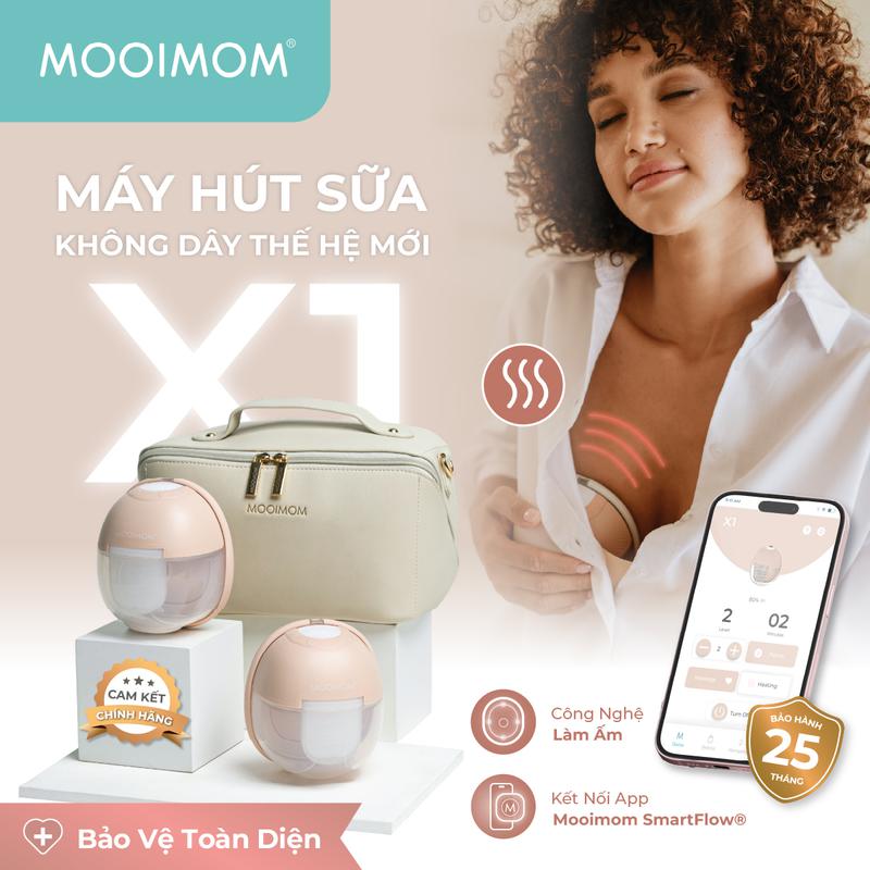 MOOIMOM Trọn Bộ 2 Máy Hút Sữa Không Dây Thế Hệ Mới X1