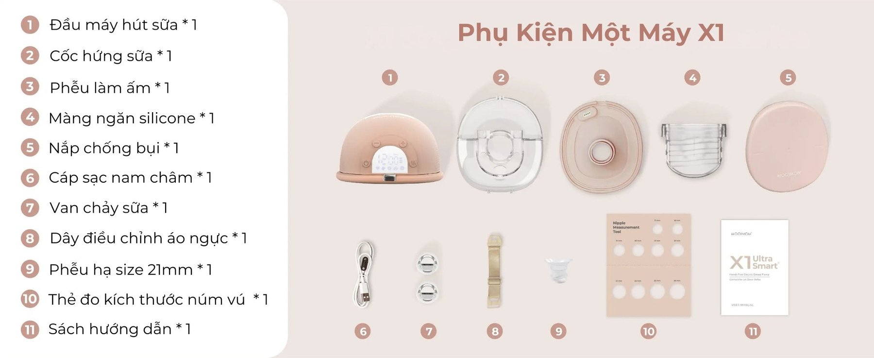 MOOIMOM Máy Hút Sữa Không Dây Thế Hệ Mới X1 - [Ưu Đãi Có 1 Không 2] description image