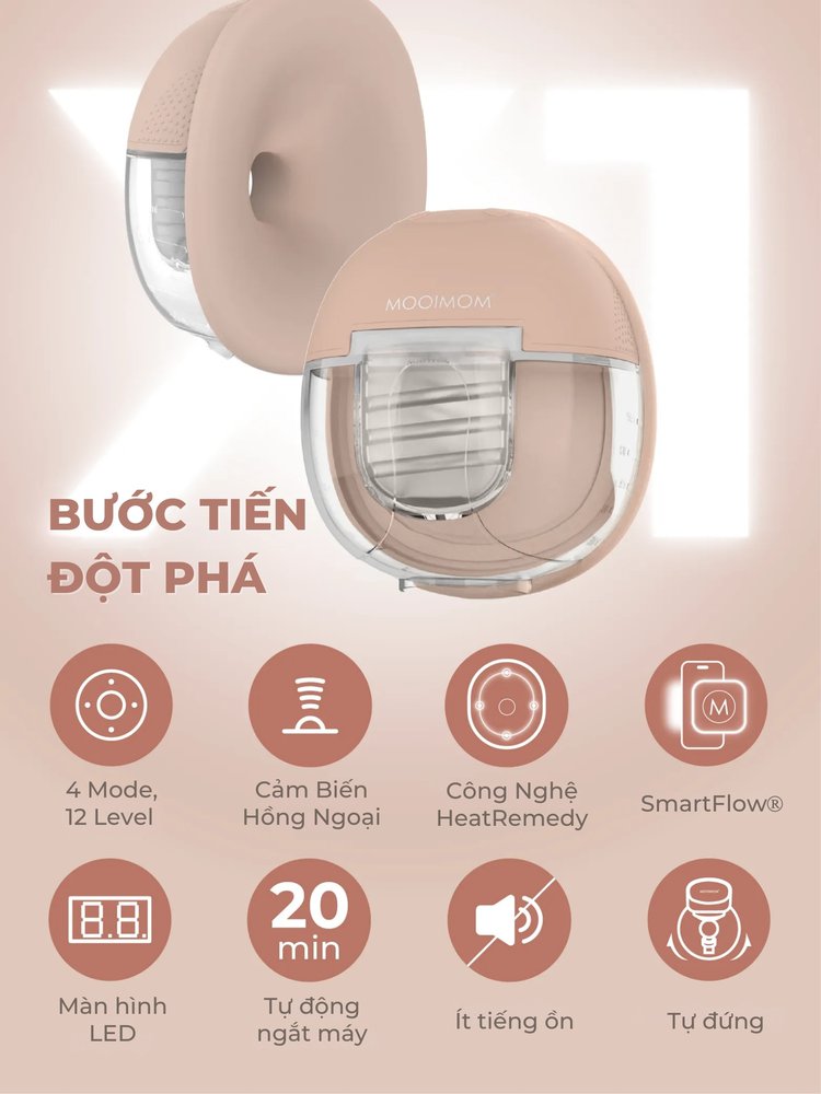 MOOIMOM Máy Hút Sữa Không Dây Thế Hệ Mới X1 - [Ưu Đãi Có 1 Không 2] description image