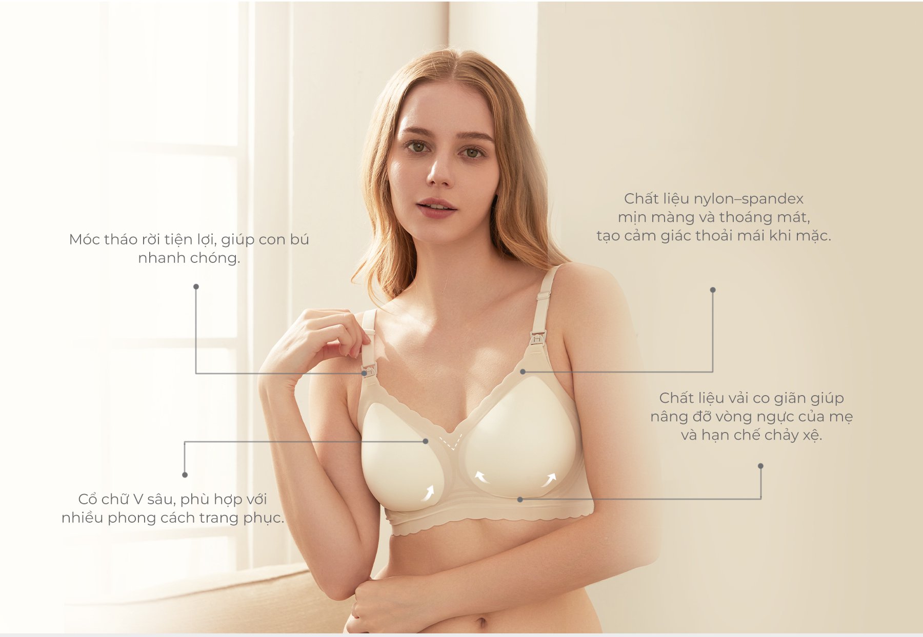 MOOIMOM Áo Ngực Bầu Và Cho Con Bú Nâng Ngực Không Đường May description image