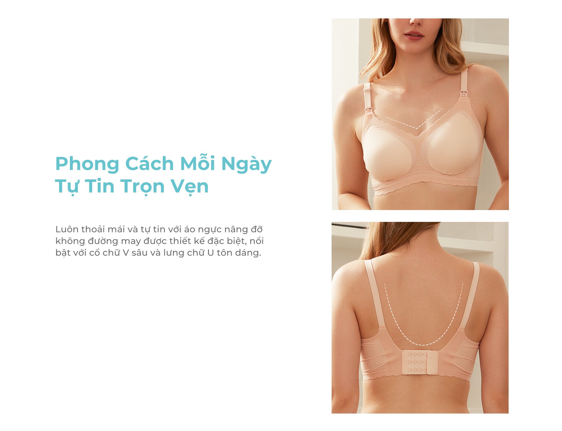 MOOIMOM Áo Ngực Bầu Và Cho Con Bú Nâng Ngực Không Đường May description image