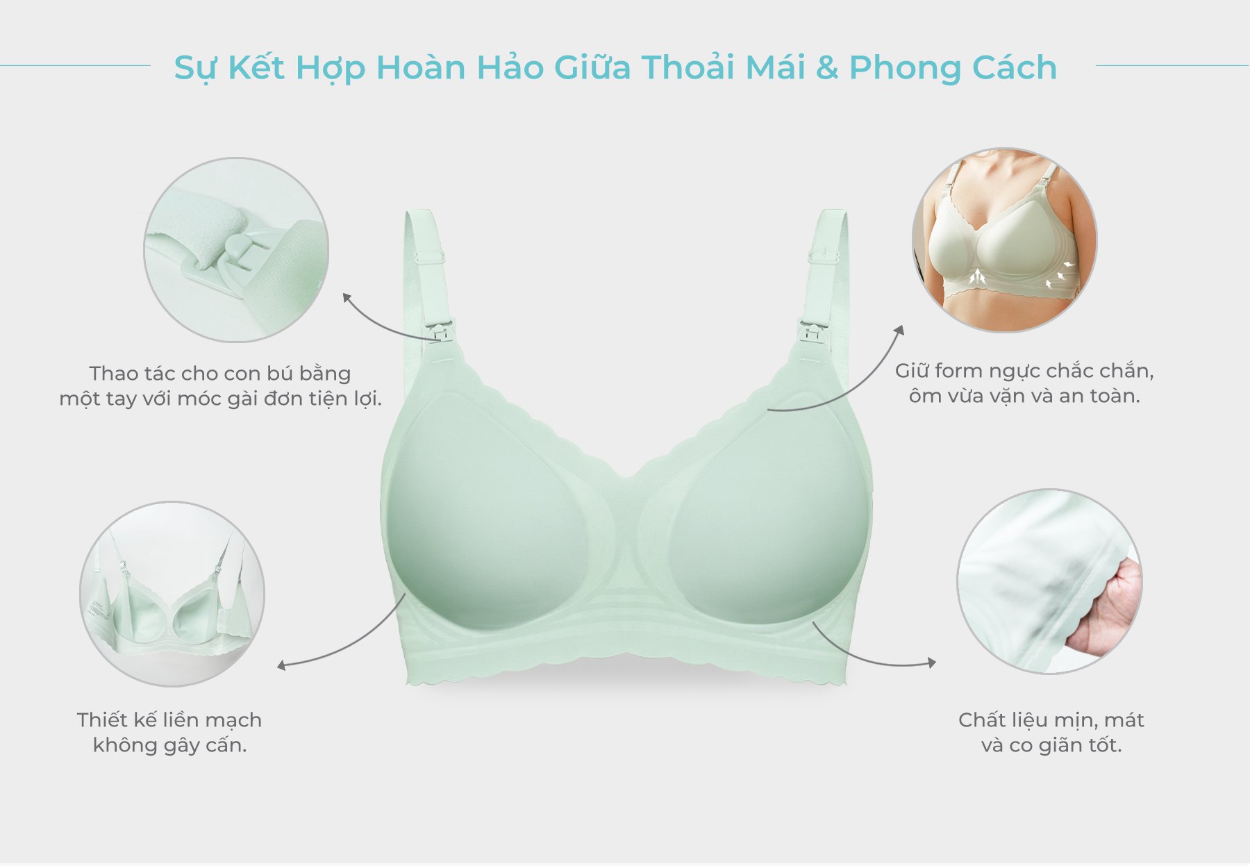 MOOIMOM Áo Ngực Bầu Và Cho Con Bú Nâng Ngực Không Đường May description image