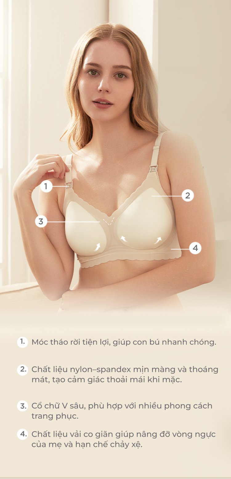 MOOIMOM Áo Ngực Bầu Và Cho Con Bú Nâng Ngực Không Đường May description image