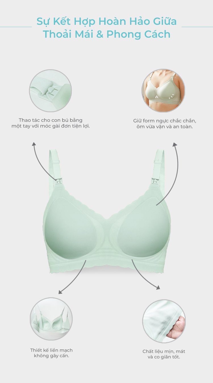 MOOIMOM Áo Ngực Bầu Và Cho Con Bú Nâng Ngực Không Đường May description image