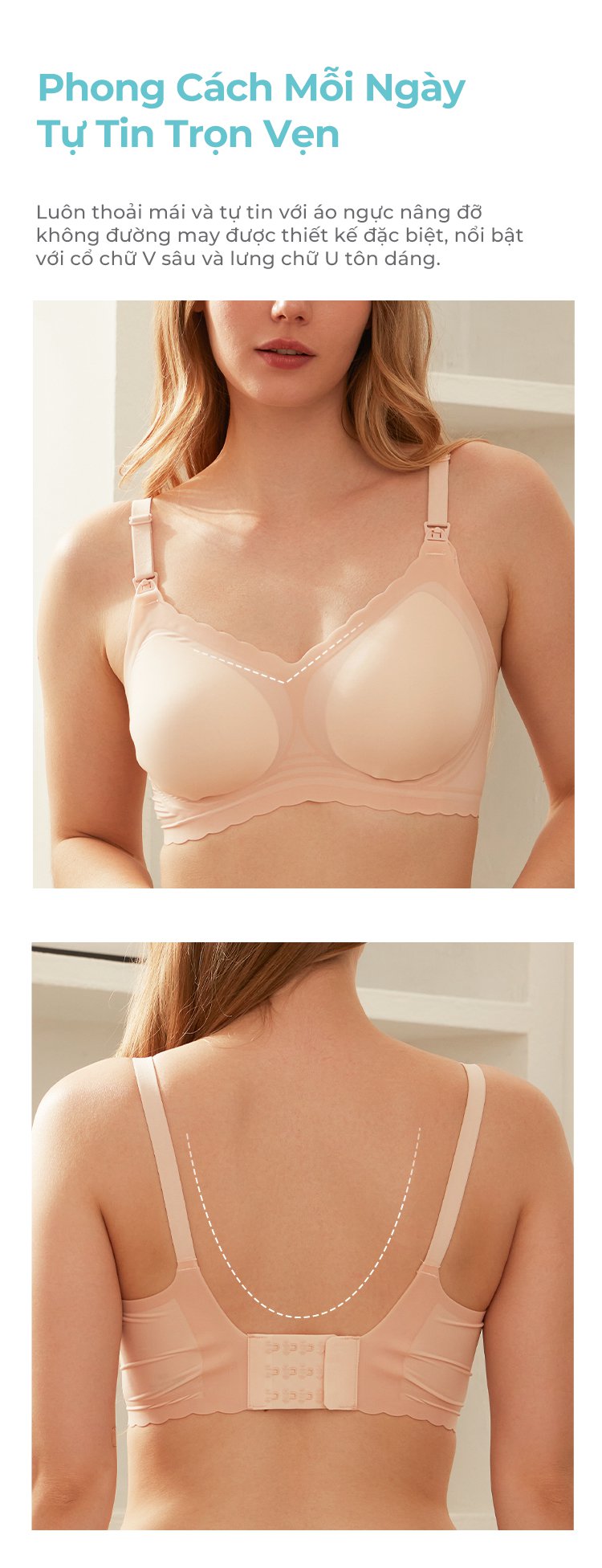 MOOIMOM Áo Ngực Bầu Và Cho Con Bú Nâng Ngực Không Đường May description image