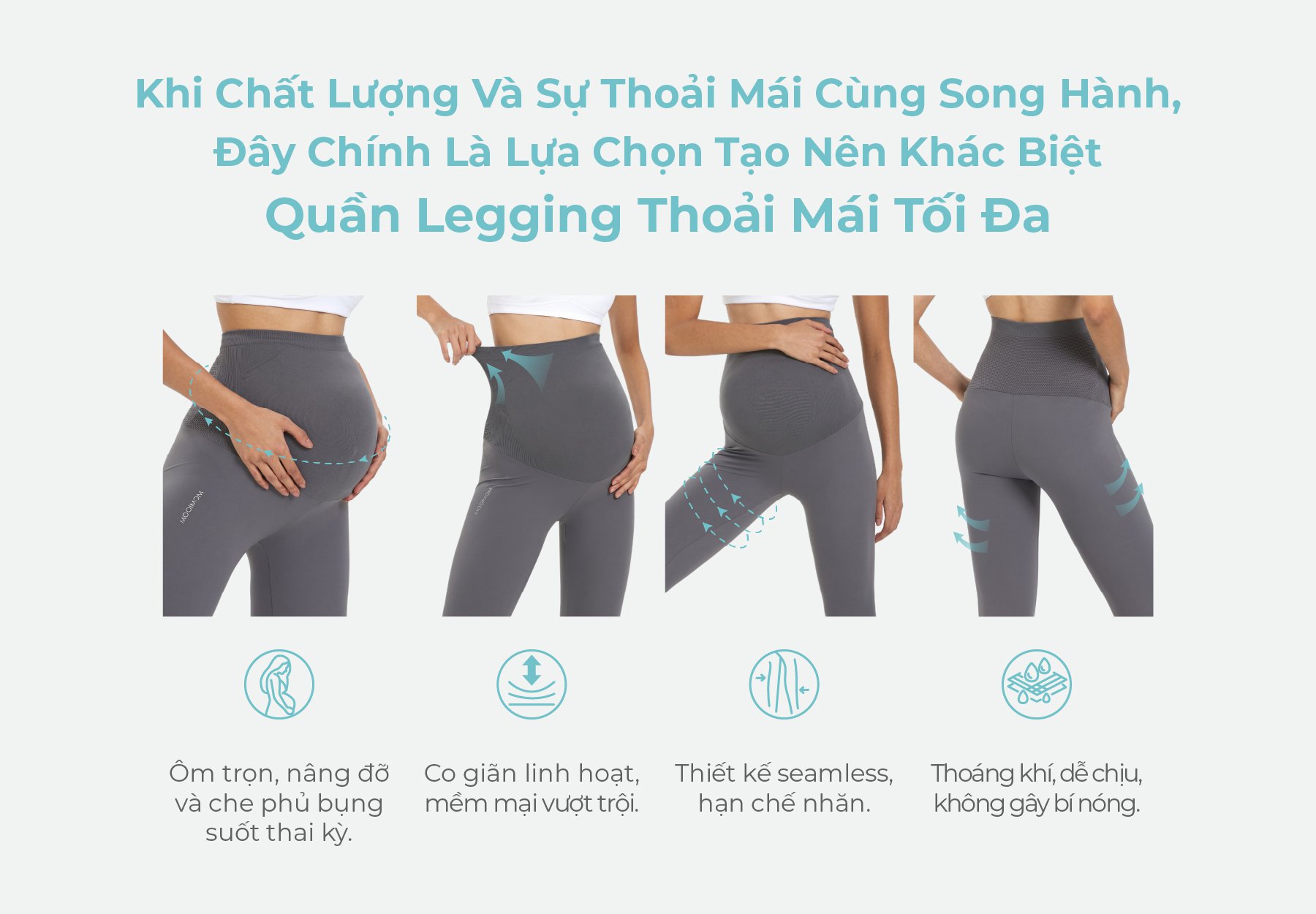 MOOIMOM Quần Legging Bầu Thiết Kế Ôm Bụng Thoải Mái description image