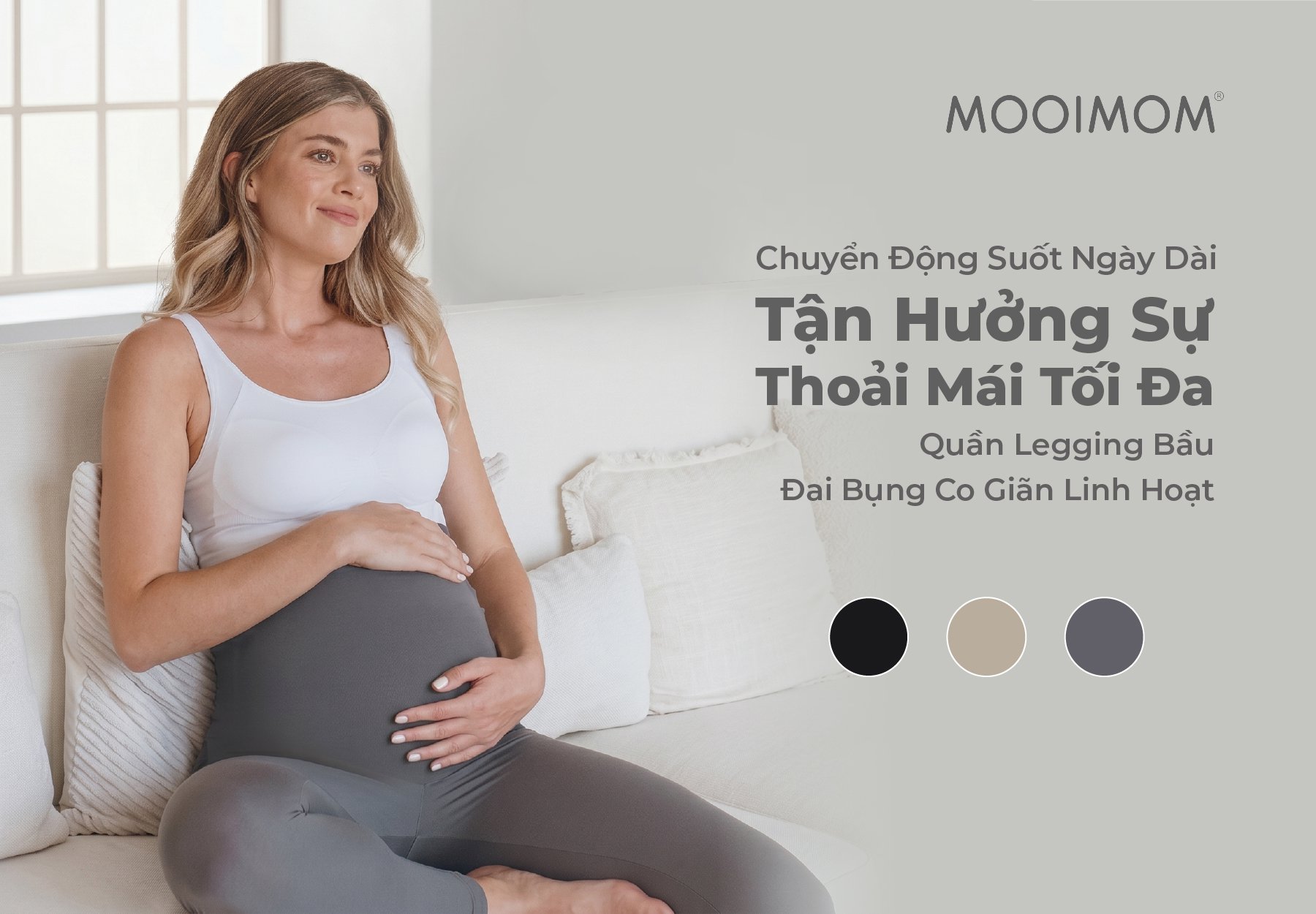 MOOIMOM Quần Legging Bầu Thiết Kế Ôm Bụng Thoải Mái description image