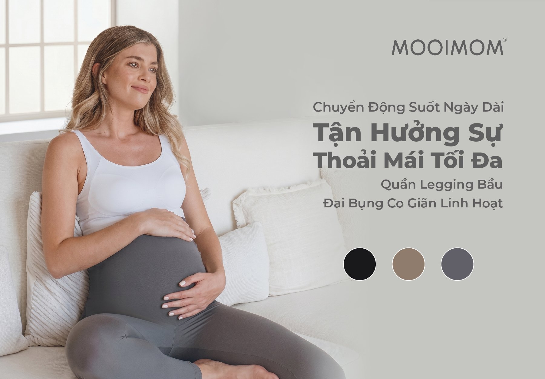 MOOIMOM Quần Legging Bầu Thiết Kế Ôm Bụng Thoải Mái description image