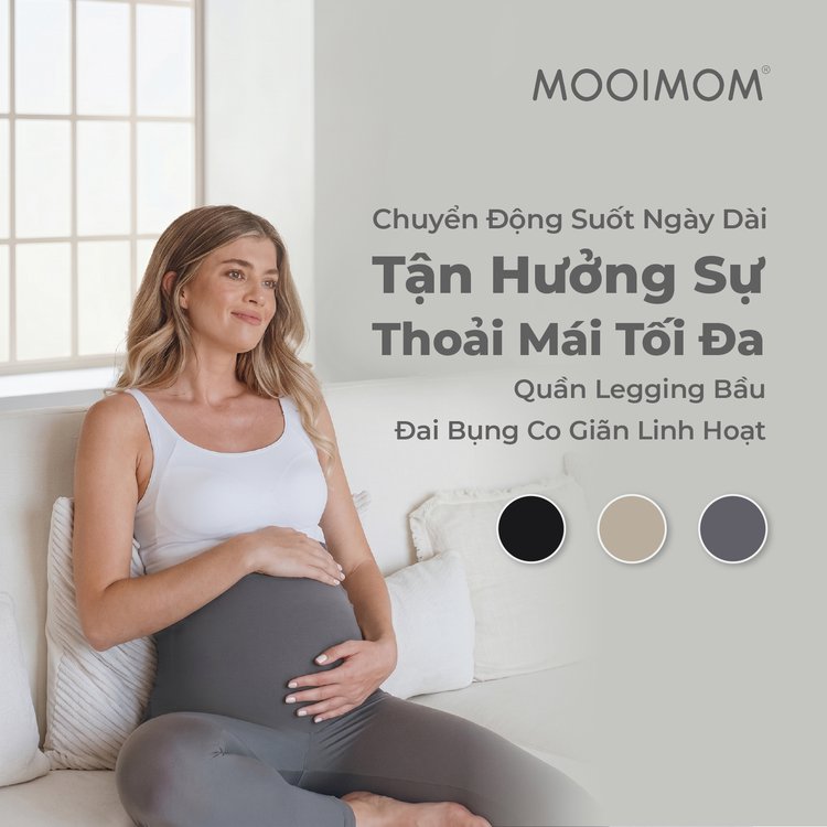 MOOIMOM Quần Legging Bầu Thiết Kế Ôm Bụng Thoải Mái description image