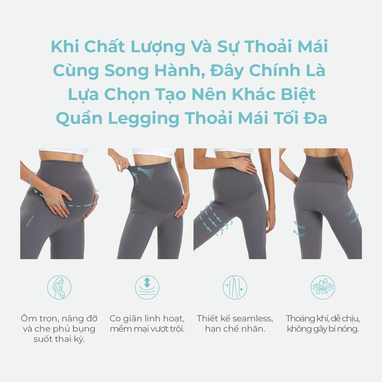 MOOIMOM Quần Legging Bầu Thiết Kế Ôm Bụng Thoải Mái description image