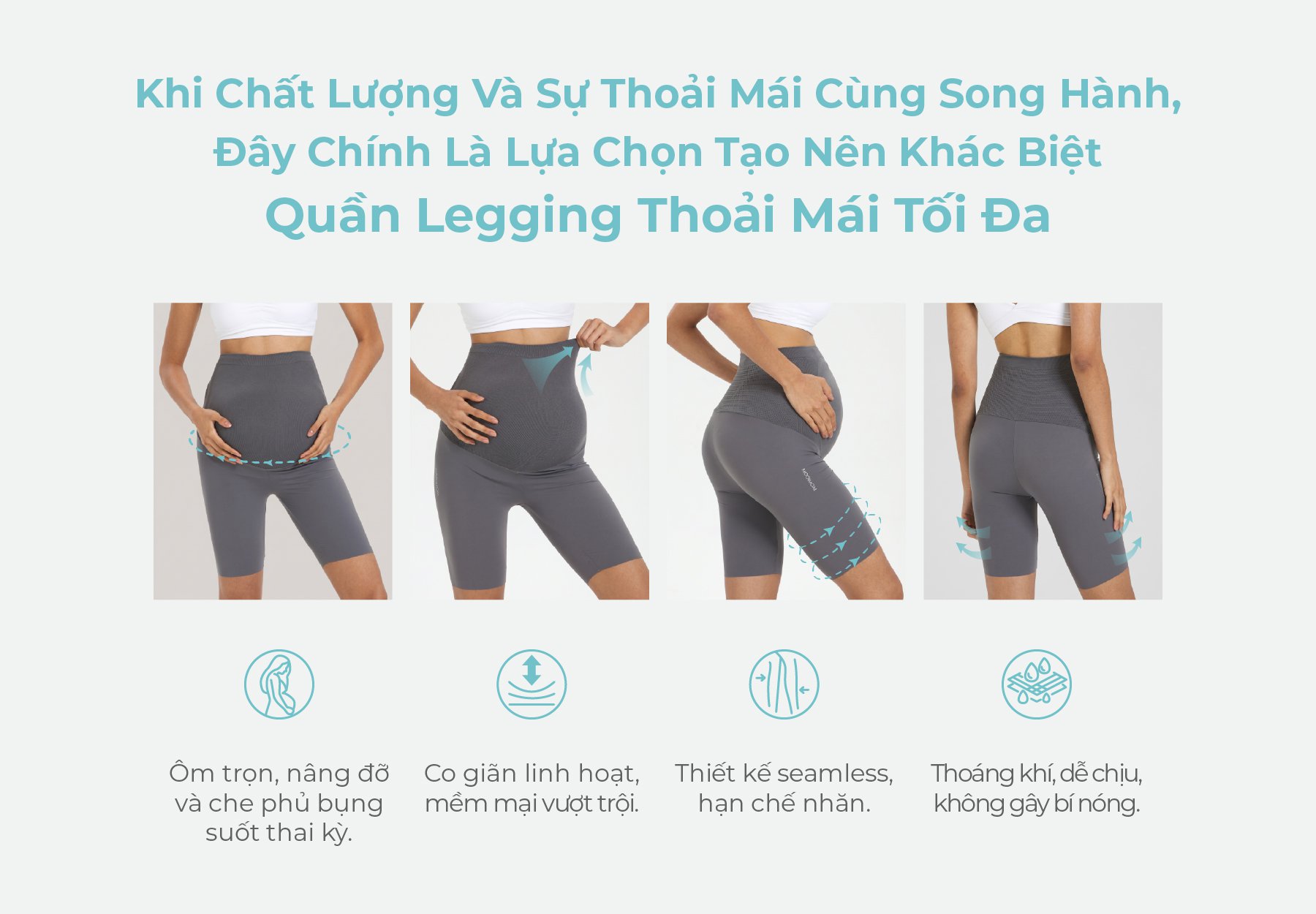 MOOIMOM Quần Legging Bầu Lửng Thiết Kế Ôm Bụng Thoải Mái description image
