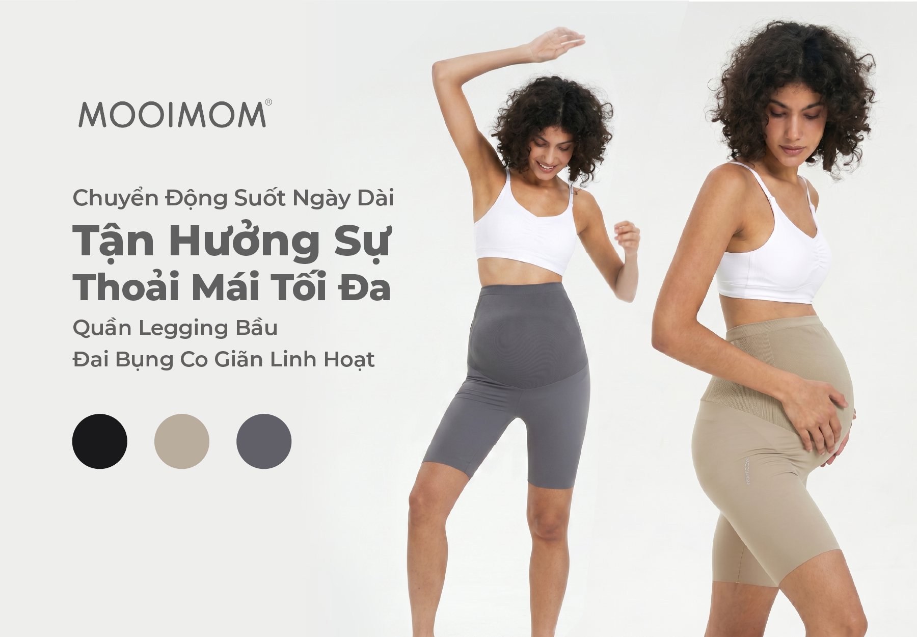 MOOIMOM Quần Legging Bầu Lửng Thiết Kế Ôm Bụng Thoải Mái description image
