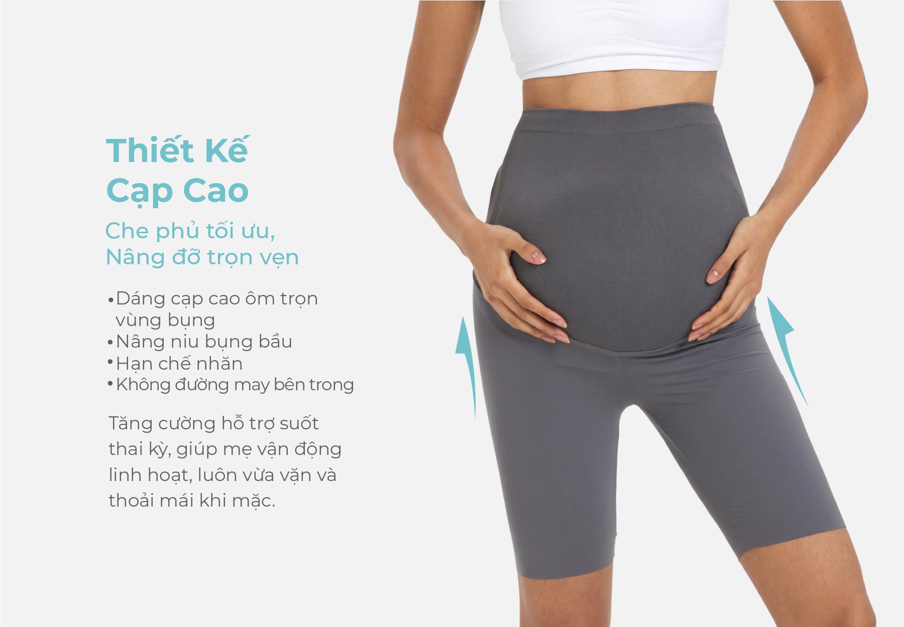 MOOIMOM Quần Legging Bầu Lửng Thiết Kế Ôm Bụng Thoải Mái description image