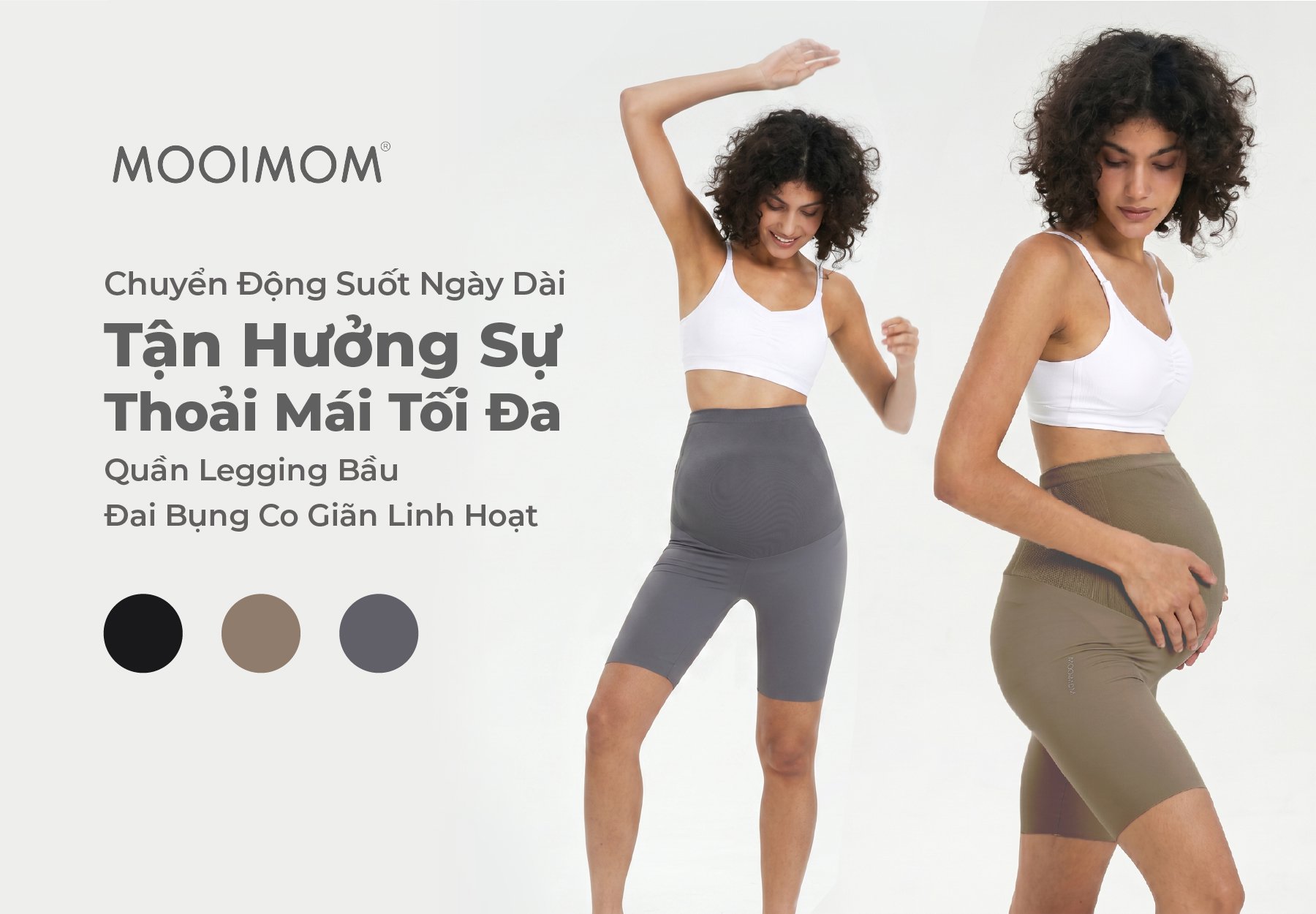 MOOIMOM Quần Legging Bầu Lửng Thiết Kế Ôm Bụng Thoải Mái description image