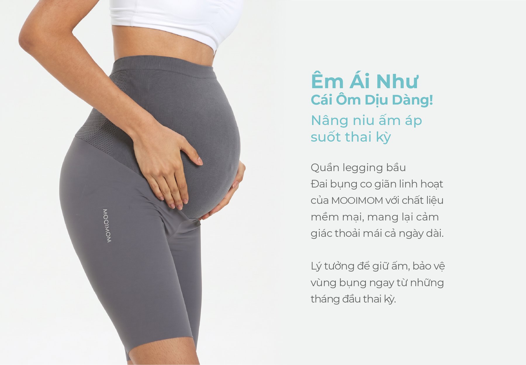MOOIMOM Quần Legging Bầu Lửng Thiết Kế Ôm Bụng Thoải Mái description image