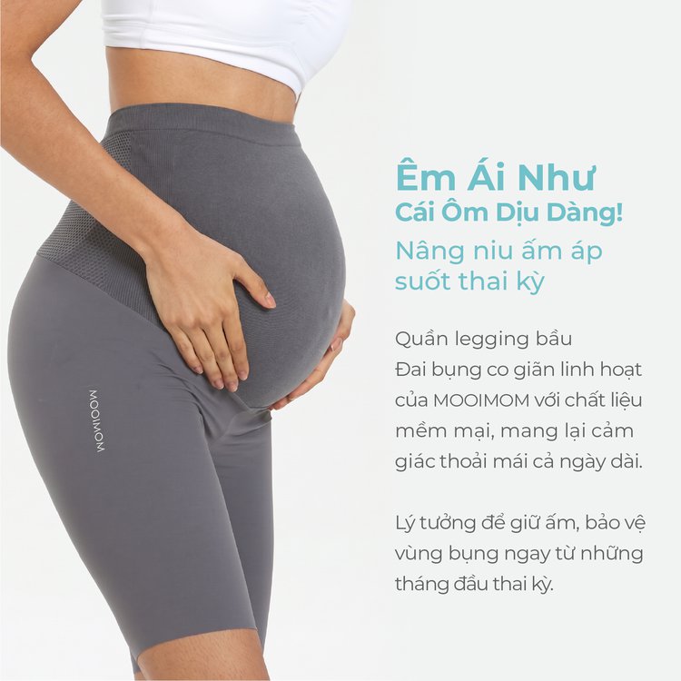 MOOIMOM Quần Legging Bầu Lửng Thiết Kế Ôm Bụng Thoải Mái description image