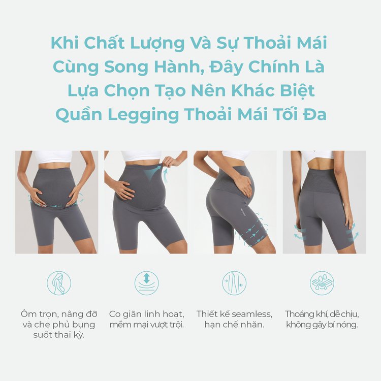 MOOIMOM Quần Legging Bầu Lửng Thiết Kế Ôm Bụng Thoải Mái description image