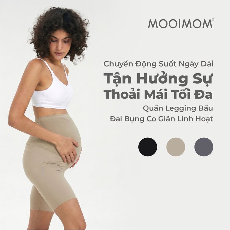 MOOIMOM Quần Legging Bầu Lửng Thiết Kế Ôm Bụng Thoải Mái description image