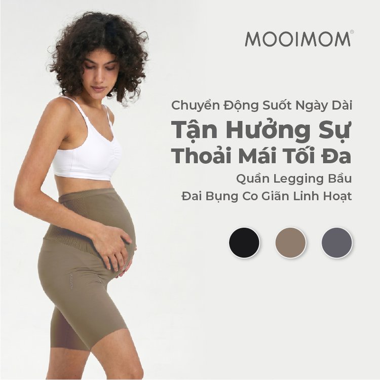 MOOIMOM Quần Legging Bầu Lửng Thiết Kế Ôm Bụng Thoải Mái description image