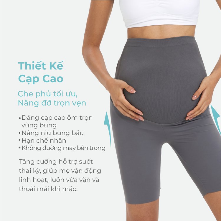 MOOIMOM Quần Legging Bầu Lửng Thiết Kế Ôm Bụng Thoải Mái description image