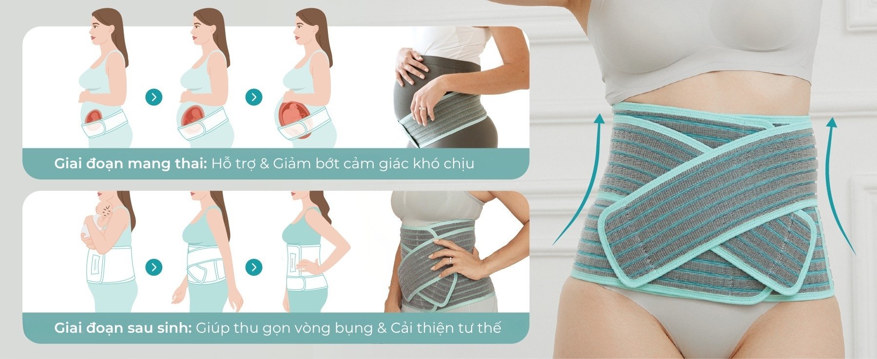 MOOIMOM Đai Hỗ Trợ Bụng 2 Trong 1 Vải Sợi Tre Cao Cấp description image