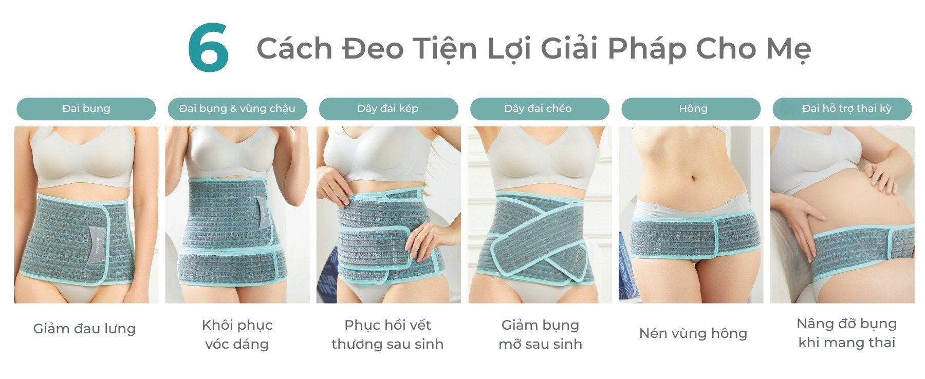 MOOIMOM Đai Hỗ Trợ Bụng 2 Trong 1 Vải Sợi Tre Cao Cấp description image