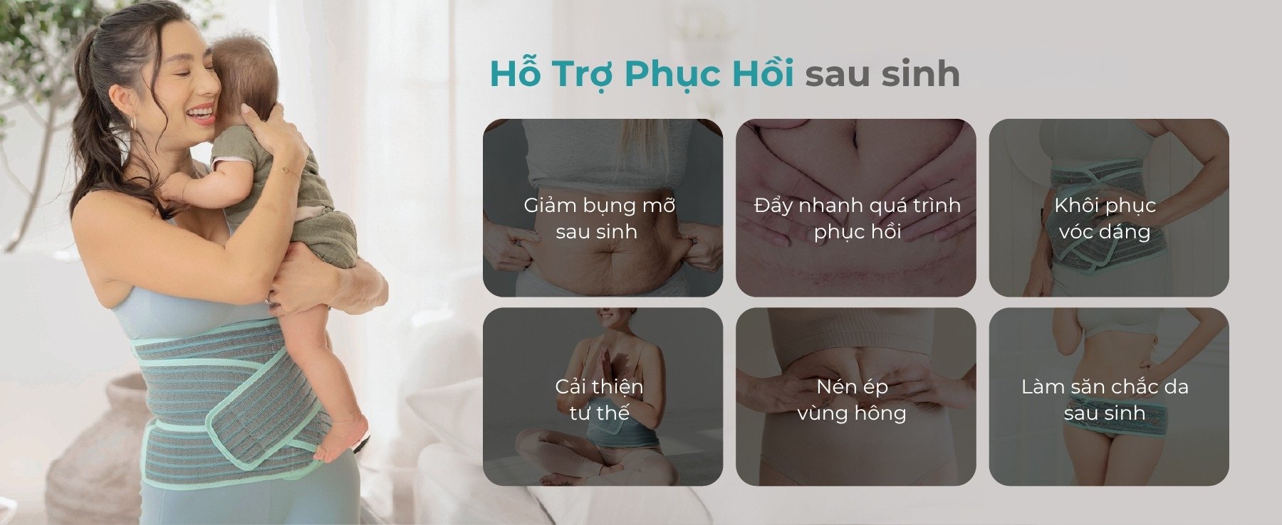 MOOIMOM Đai Hỗ Trợ Bụng 2 Trong 1 Vải Sợi Tre Cao Cấp description image