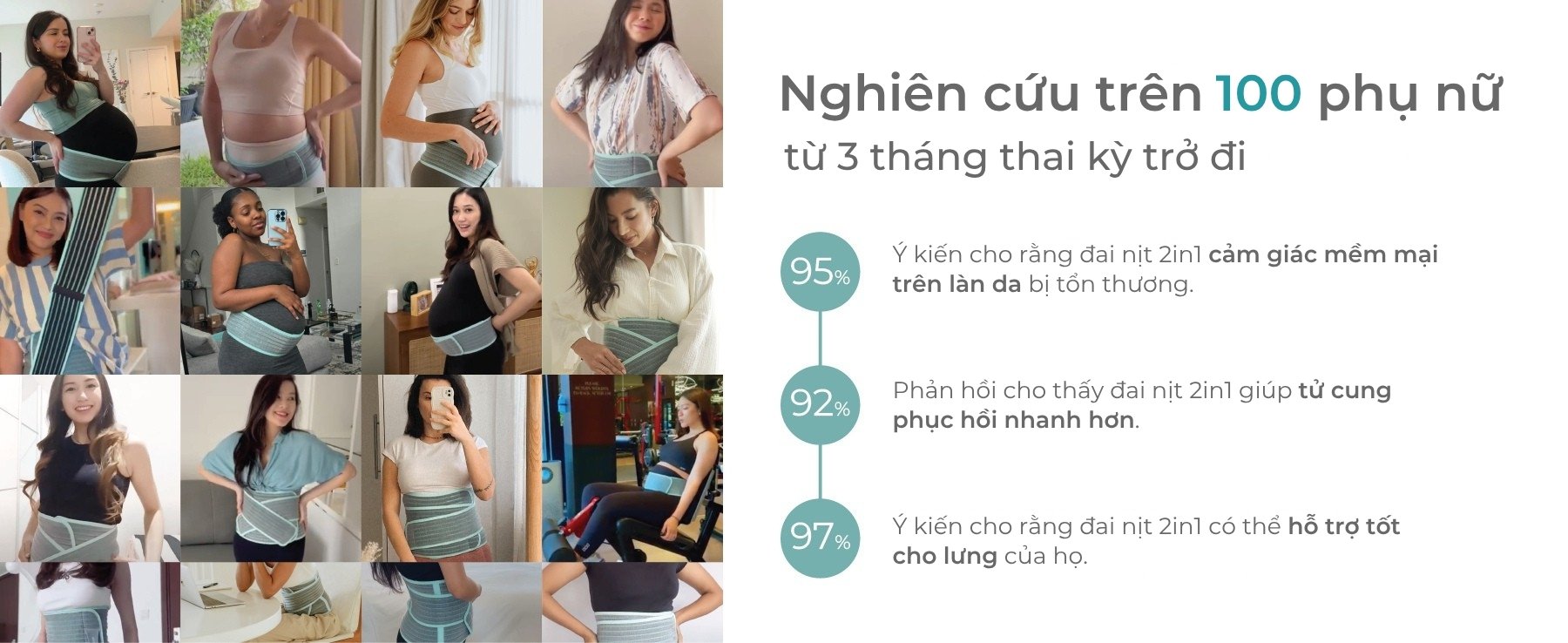 MOOIMOM Đai Hỗ Trợ Bụng 2 Trong 1 Vải Sợi Tre Cao Cấp description image