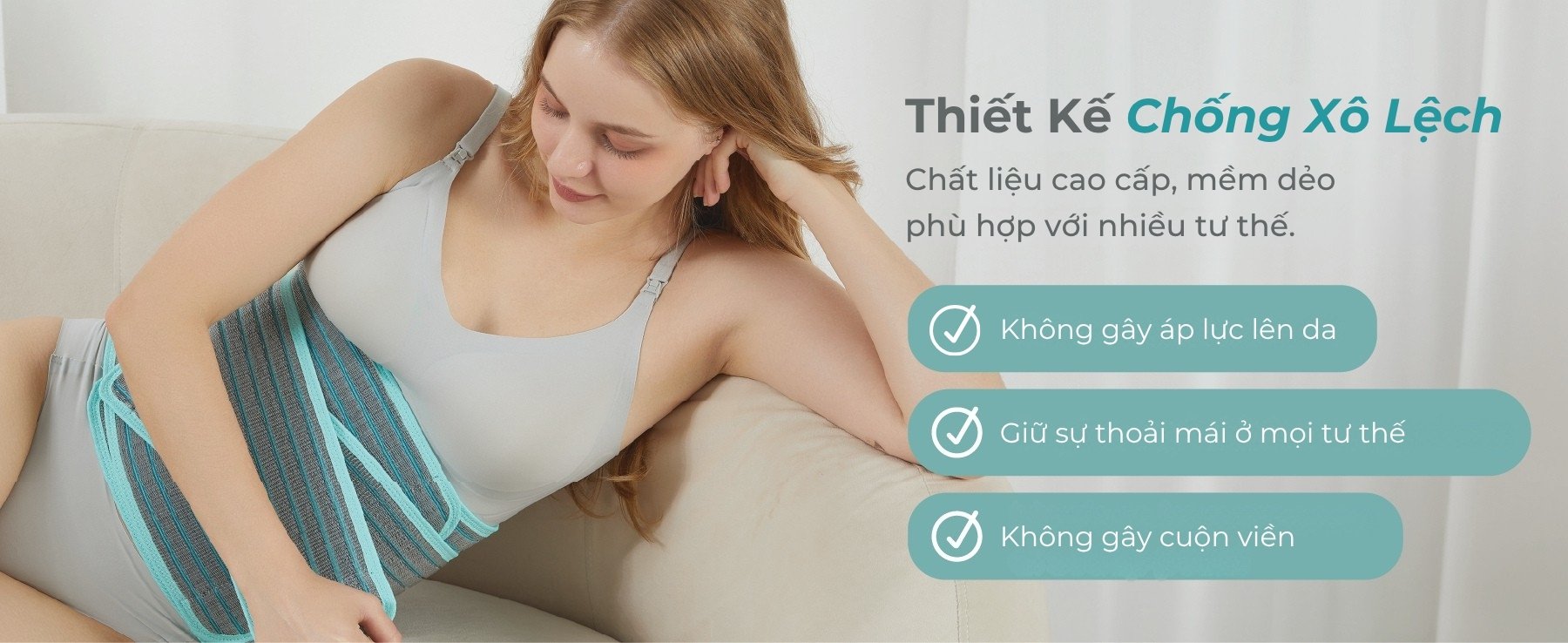 MOOIMOM Đai Hỗ Trợ Bụng 2 Trong 1 Vải Sợi Tre Cao Cấp description image