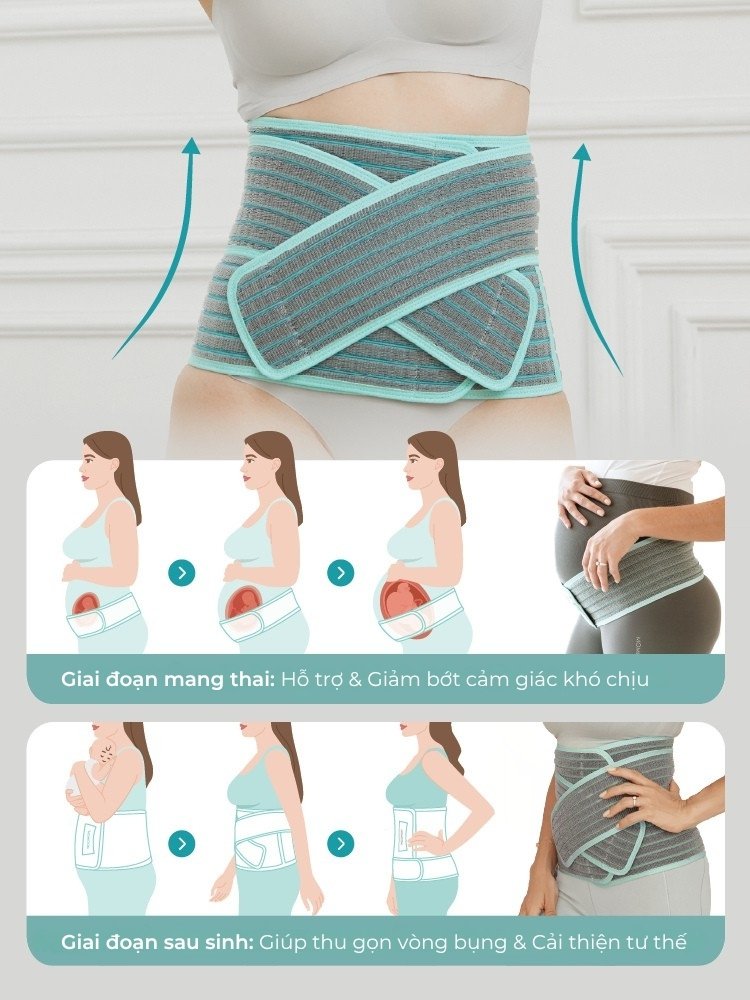 MOOIMOM Đai Hỗ Trợ Bụng 2 Trong 1 Vải Sợi Tre Cao Cấp description image
