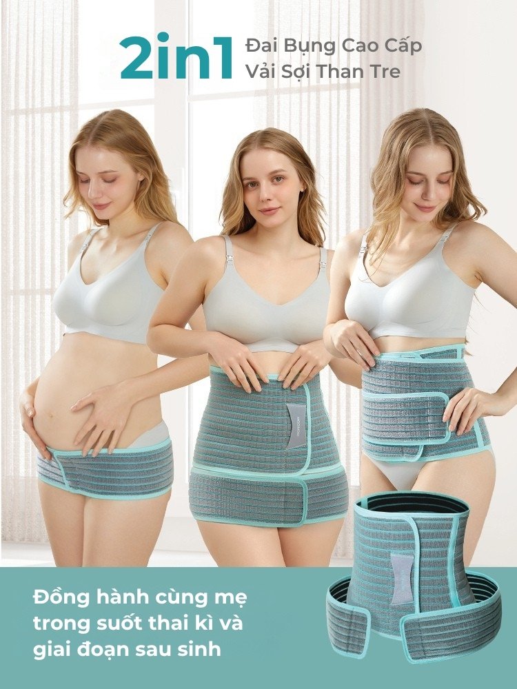 MOOIMOM Đai Hỗ Trợ Bụng 2 Trong 1 Vải Sợi Tre Cao Cấp description image