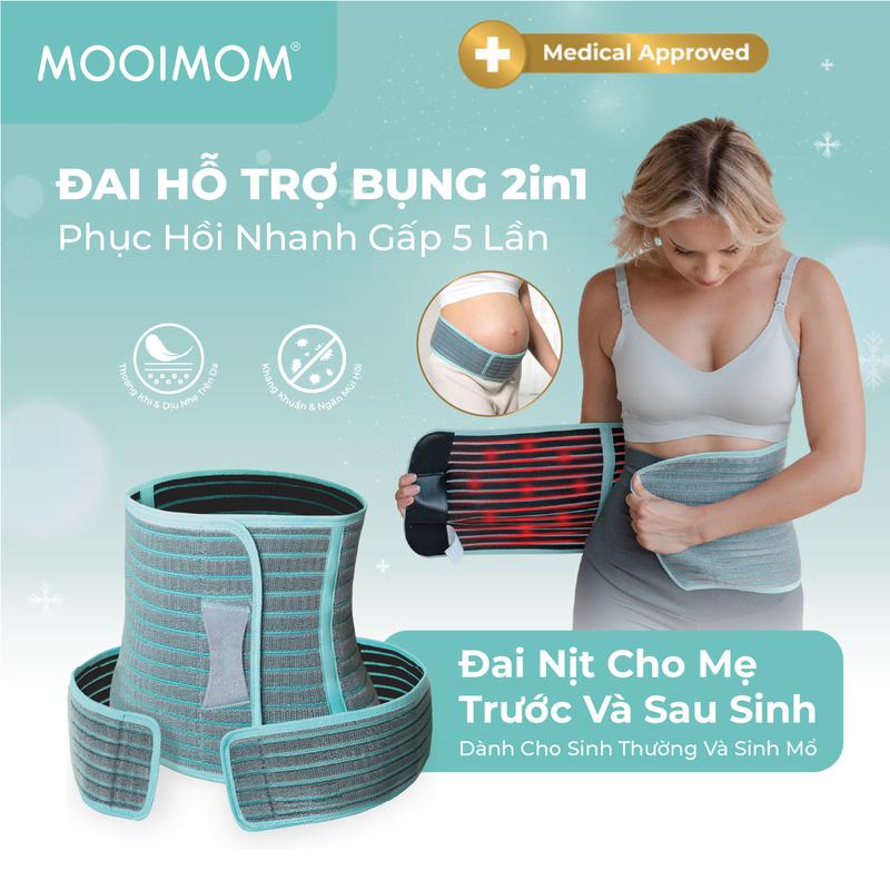 MOOIMOM Đai Hỗ Trợ Bụng 2 Trong 1 Vải Sợi Tre Cao Cấp