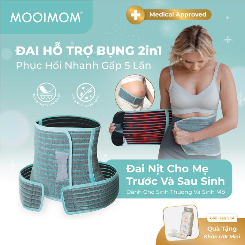 MOOIMOM Đai Hỗ Trợ Bụng 2 Trong 1 Vải Sợi Tre Cao Cấp