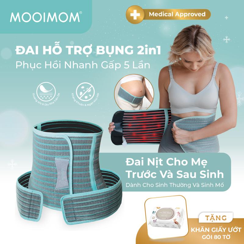 MOOIMOM Đai Hỗ Trợ Bụng 2 Trong 1 Vải Sợi Tre Cao Cấp