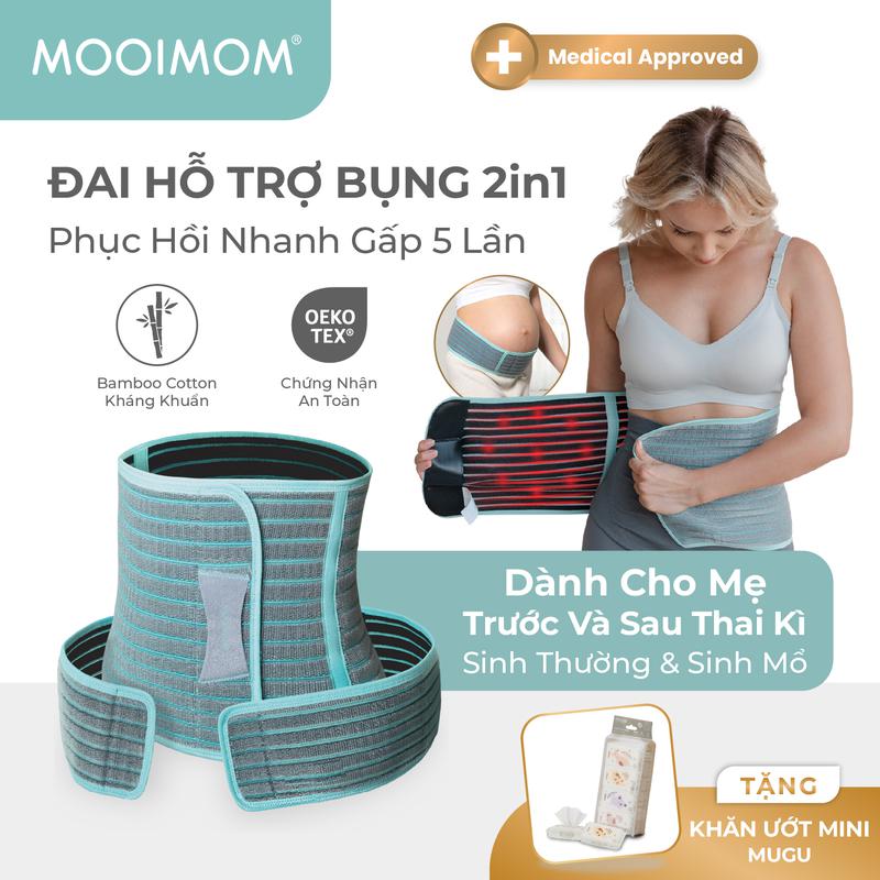 MOOIMOM Đai Hỗ Trợ Bụng 2 Trong 1 Vải Sợi Tre Cao Cấp