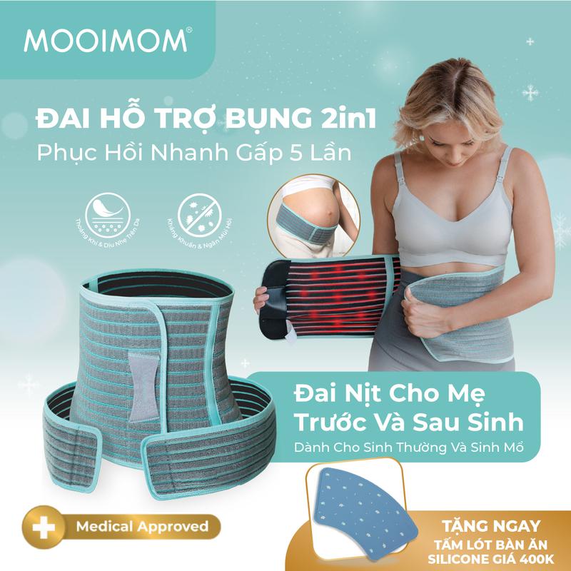 MOOIMOM Đai Hỗ Trợ Bụng 2 Trong 1 Vải Sợi Tre Cao Cấp