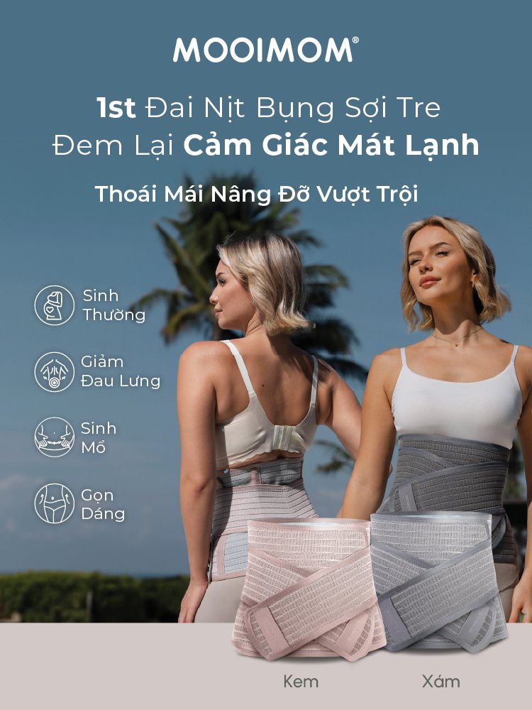 MOOIMOM Đai Nịt Bụng Sợi Tre Coolweave - Thế Hệ Mới description image