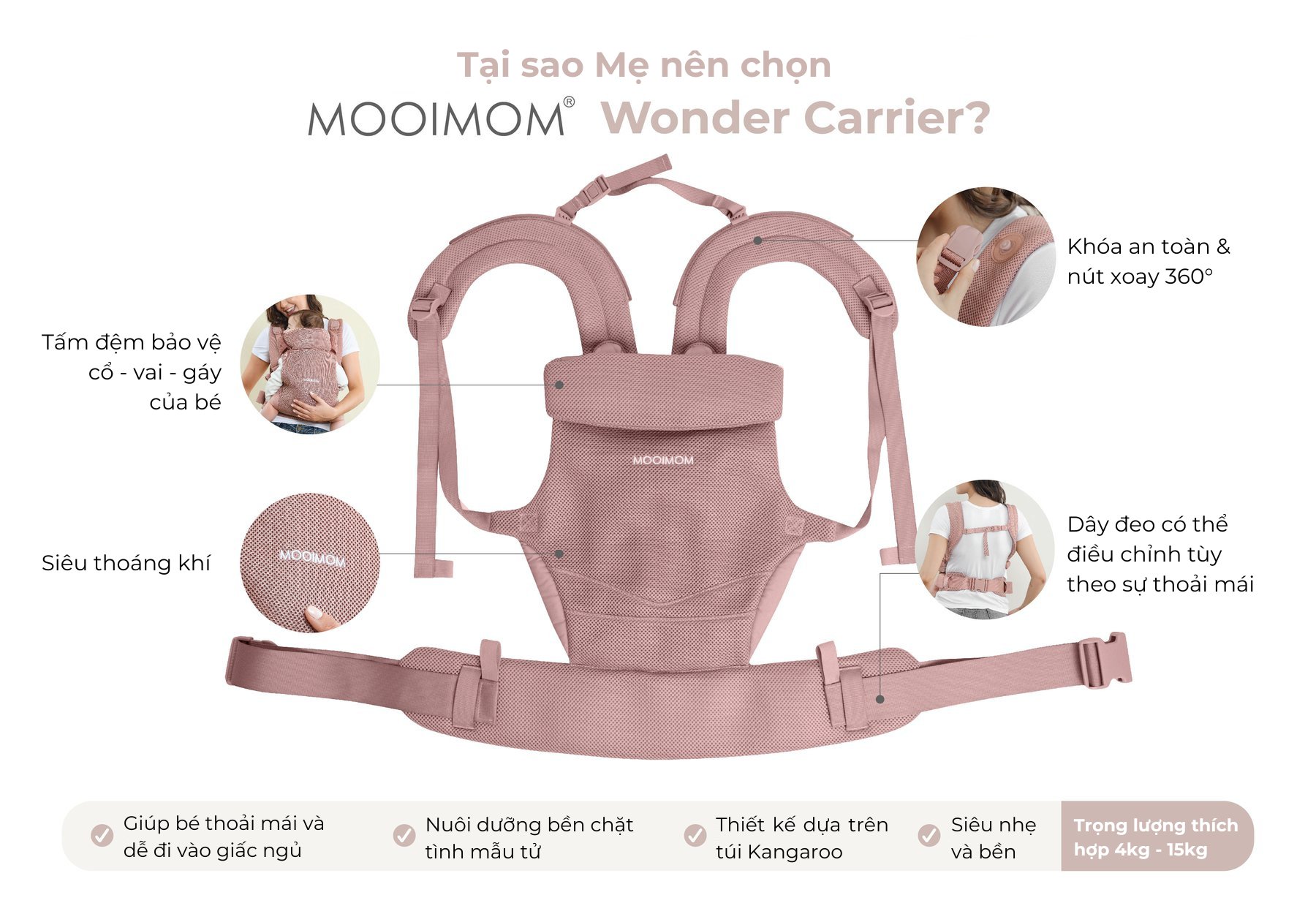MOOIMOM Địu Em Bé Wonder Carrier - Wonder Carrier description image