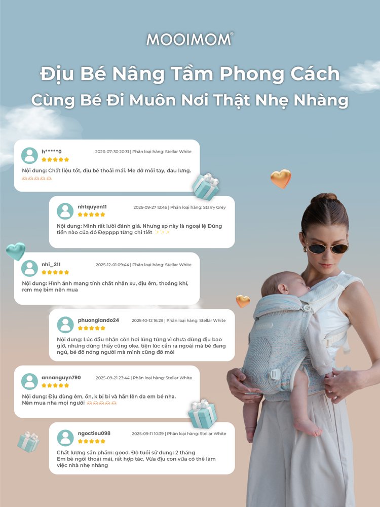 MOOIMOM Địu Em Bé Cao Cấp AiryKnit - AiryKnit Baby Carrier description image