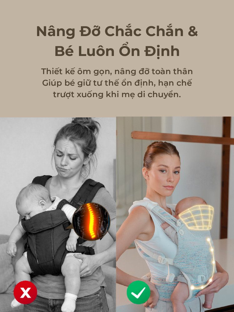 MOOIMOM Địu Em Bé Cao Cấp AiryKnit - AiryKnit Baby Carrier description image