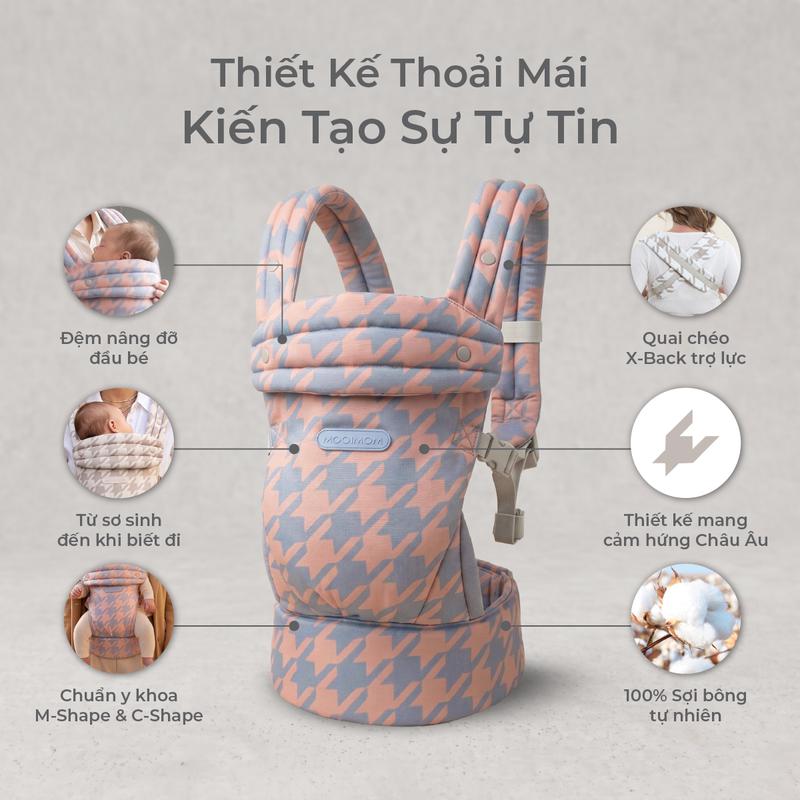 [PRE ORDER] Địu Em Bé MOOIMOM Evolve Cotton Thoáng Khí, Trợ Lực Cho Bé Sơ Sinh - ảnh 8