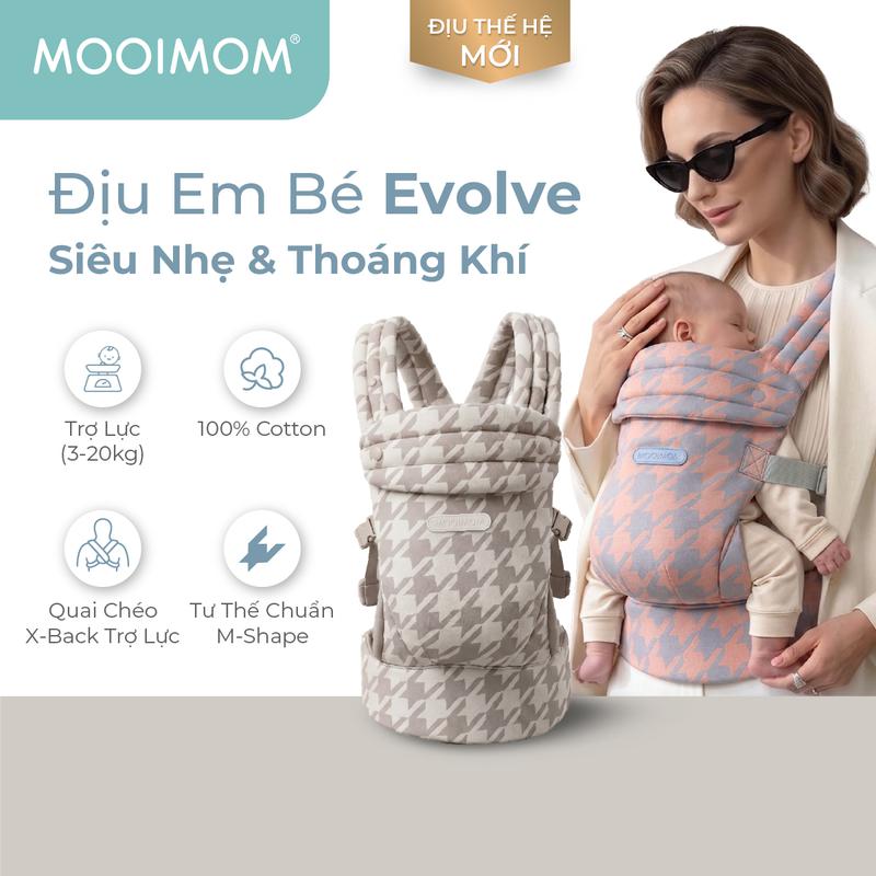 [PRE ORDER] Địu Em Bé MOOIMOM Evolve Cotton Thoáng Khí, Trợ Lực Cho Bé Sơ Sinh - ảnh 2
