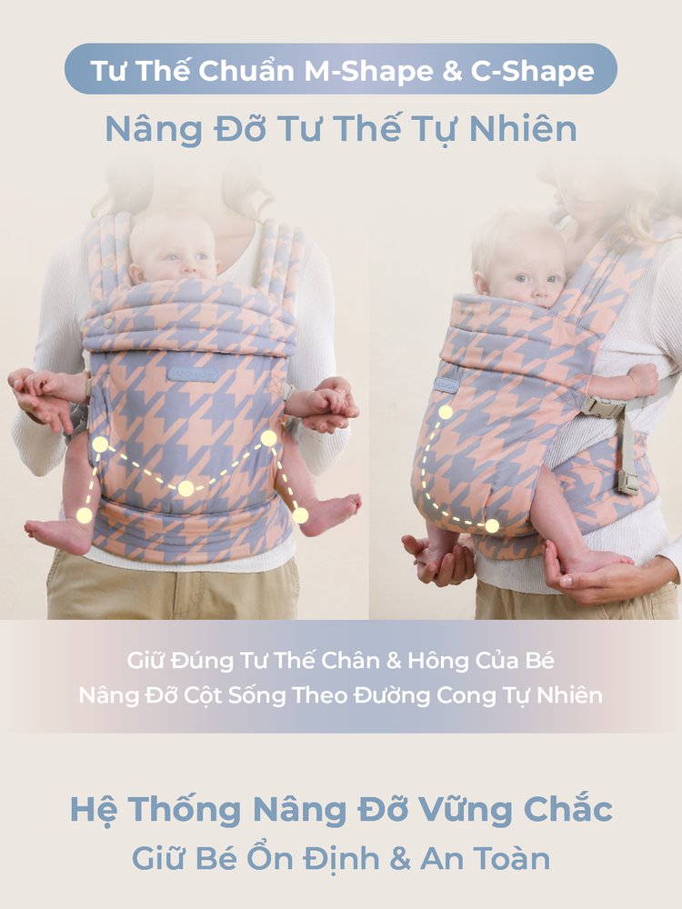 [PRE ORDER] Địu Em Bé MOOIMOM Evolve Cotton Thoáng Khí, Trợ Lực Cho Bé Sơ Sinh description image