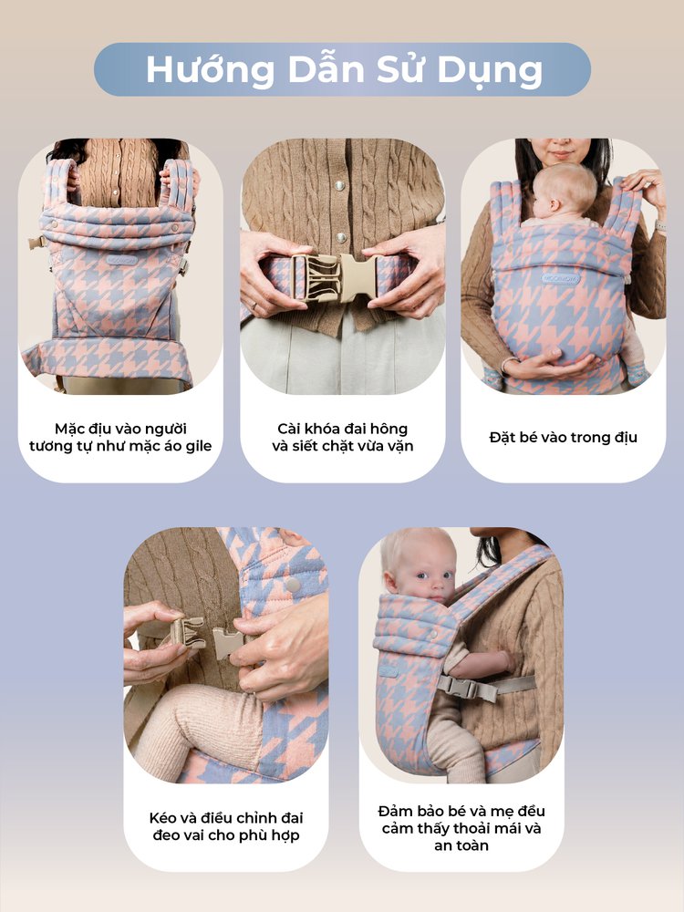 [PRE ORDER] Địu Em Bé MOOIMOM Evolve Cotton Thoáng Khí, Trợ Lực Cho Bé Sơ Sinh description image