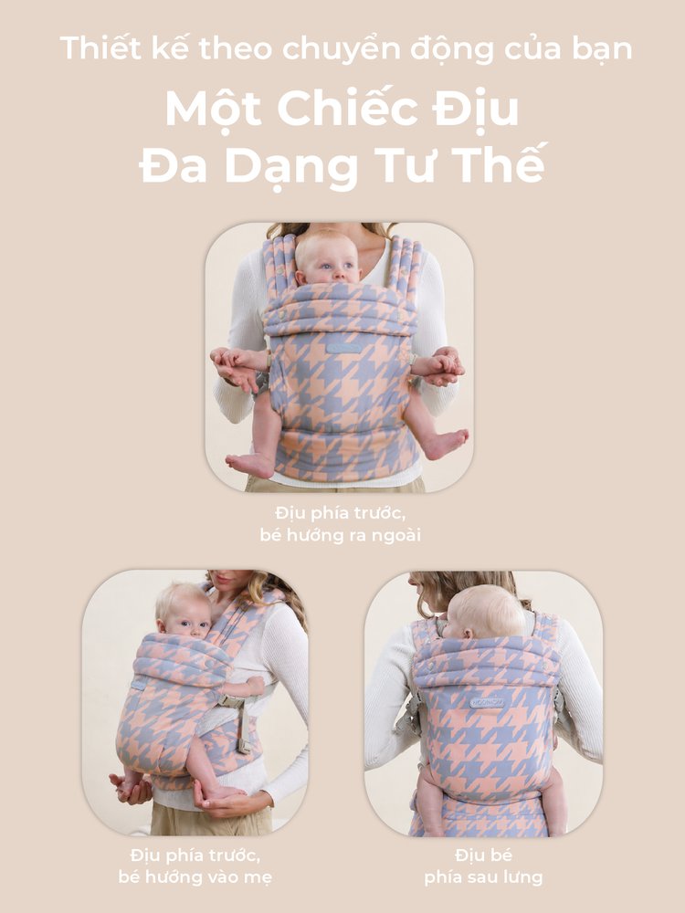 [PRE ORDER] Địu Em Bé MOOIMOM Evolve Cotton Thoáng Khí, Trợ Lực Cho Bé Sơ Sinh description image