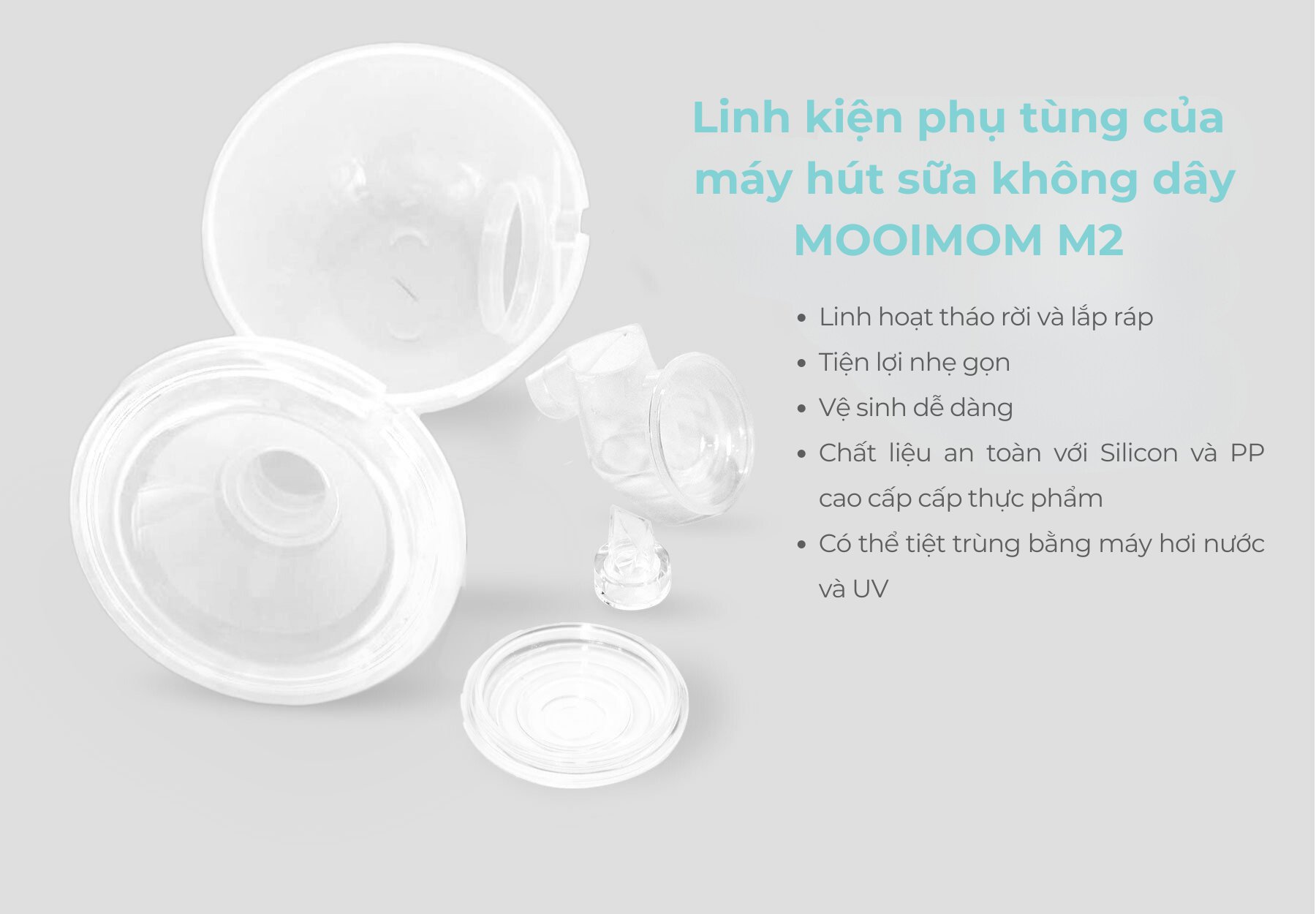 Phụ kiện máy hút sữa không dây MOOIMOM M2 description image