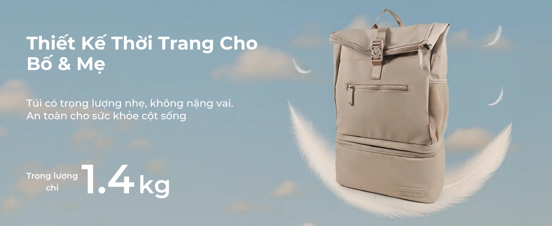 MOOIMOM Túi Bỉm Sữa Đa Năng 2in1 description image