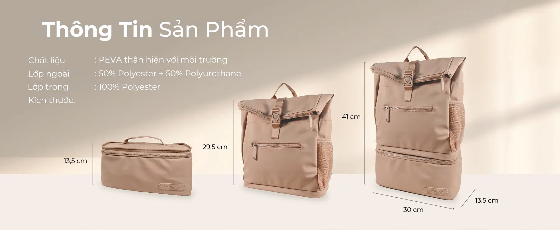 MOOIMOM Túi Bỉm Sữa Đa Năng 2in1 description image